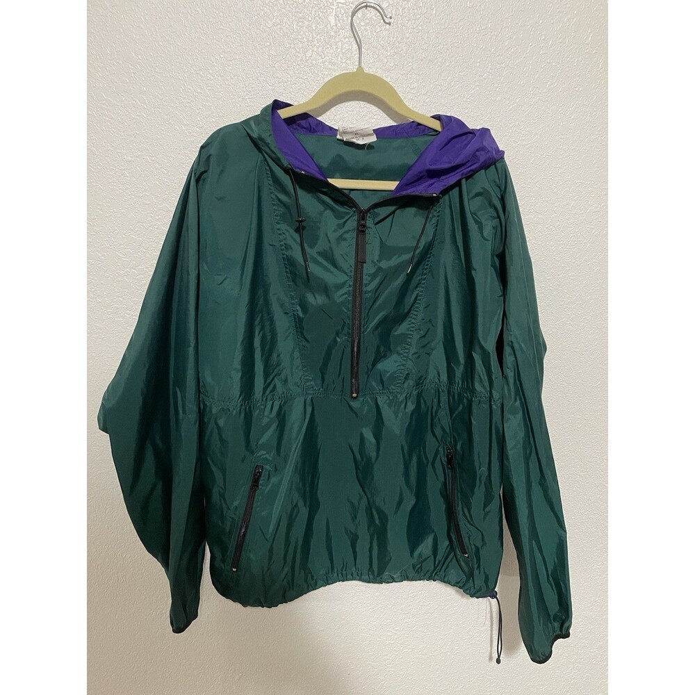 Helly Hansen Full Zip Windbreaker Jacket X-Large Green Purple Mens Hooded Nylon